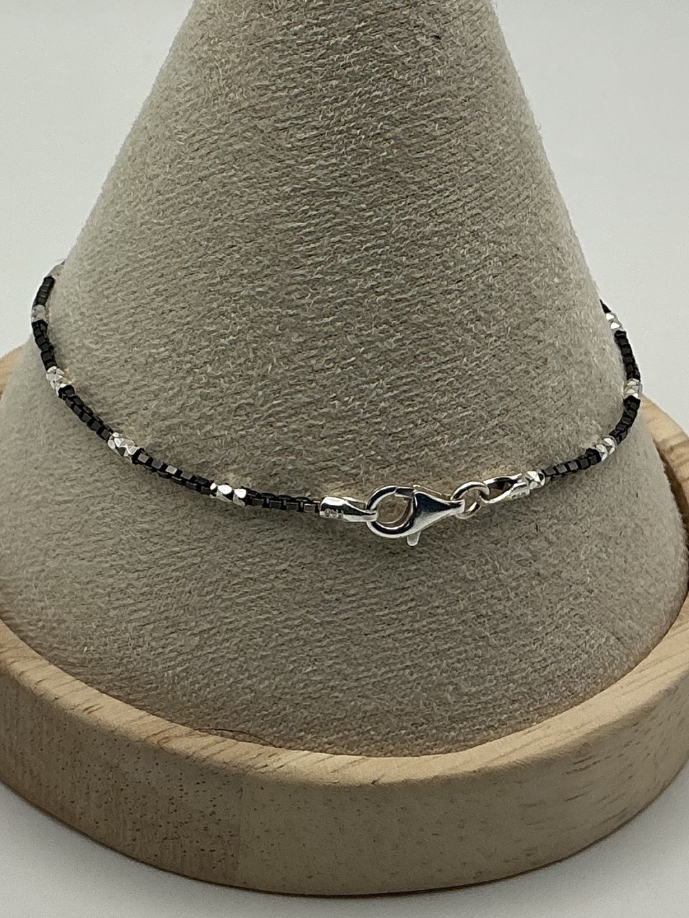 925 Sterling Silver Black Spinel Station Bracelet
